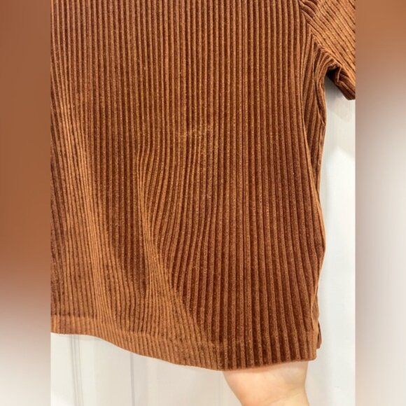 Vintage Brown Corduroy Texture High Collar Velvety Blouse No Label Fits Medium - Picture 3 of 4